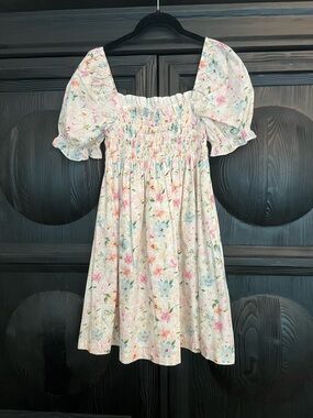 Abercrombie & Fitch Pastel Floral Puff Sleeve Smocked Mini Dress